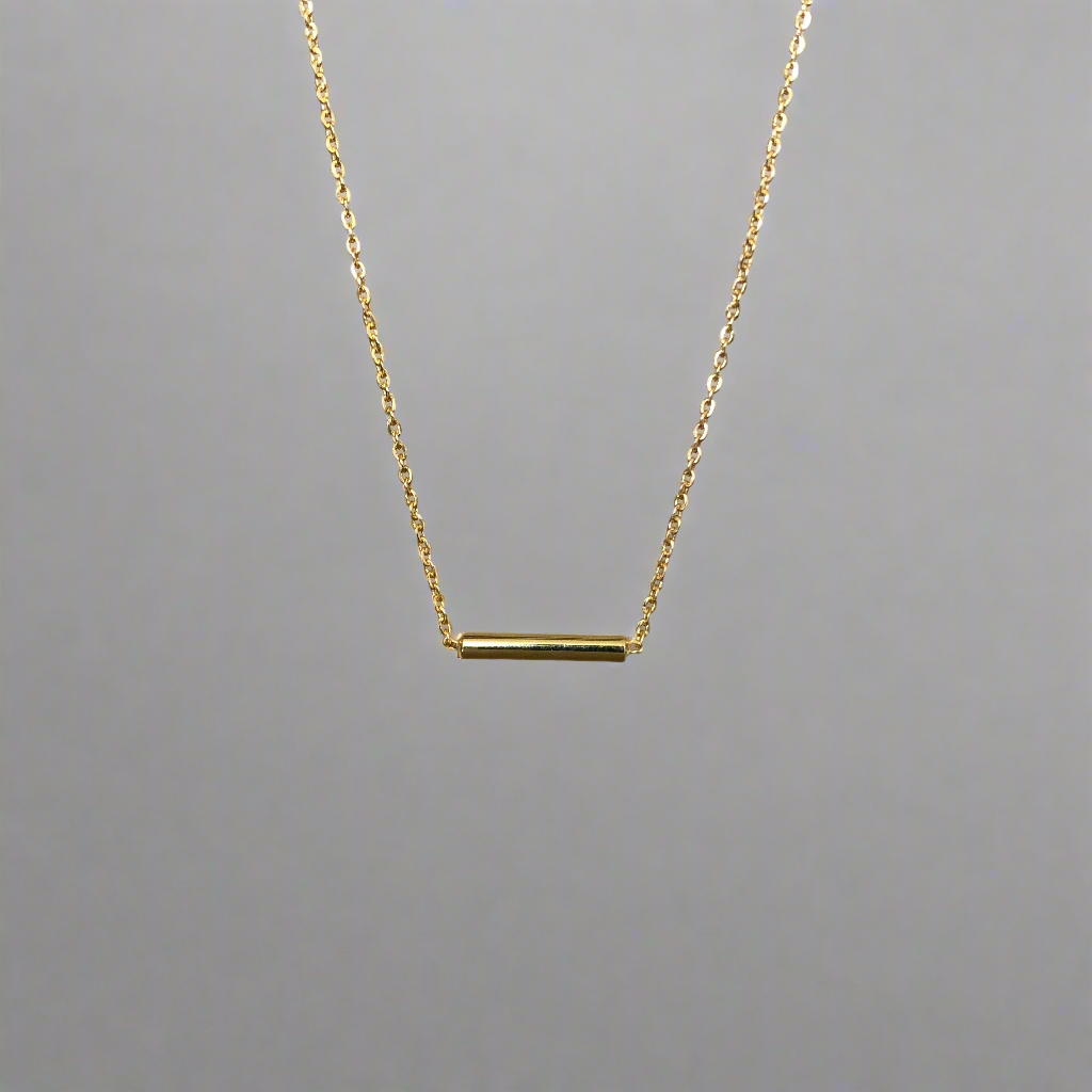 Collar De Plata | Barra En Dorado Amarillo