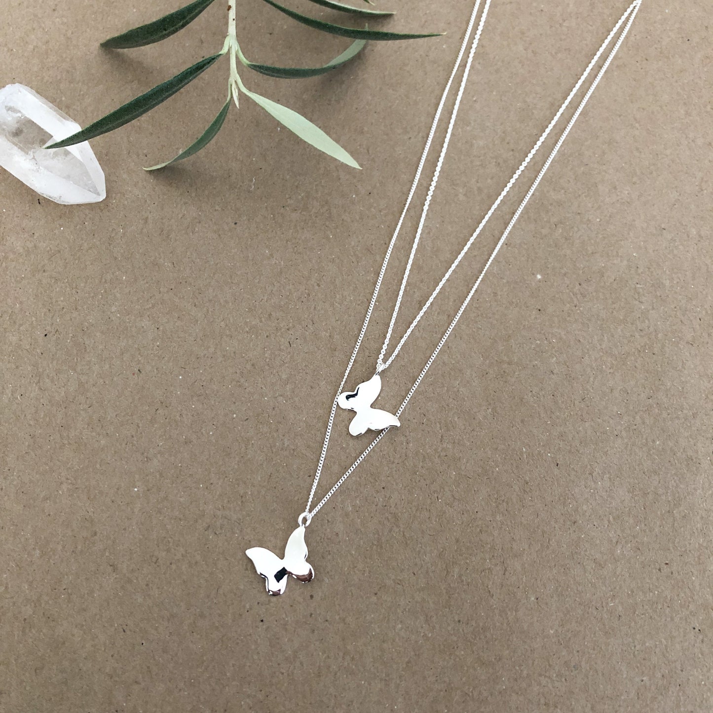 Collar De Plata | Doble Mariposa